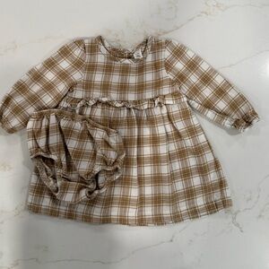 Colored Organics Tan Plaid Baby Outfit